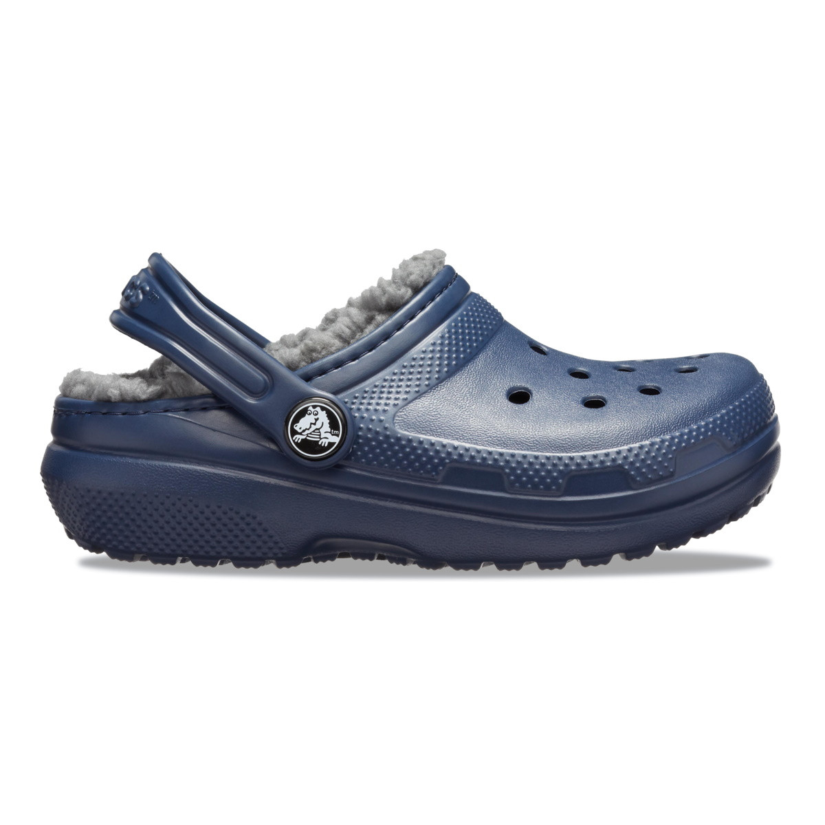 Saboti Crocs New Classic Lined Clog Kids Albastru - Navy/Charcoal - imagine 7